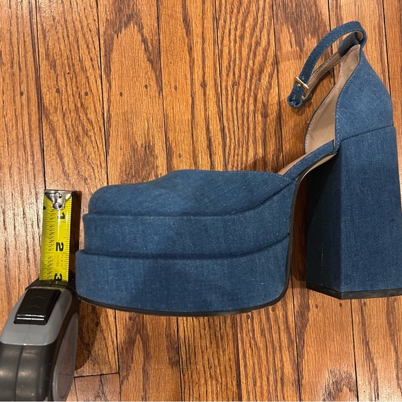 Dolls Kill Denim Blue Platform Heels - Picture 4 of 7
